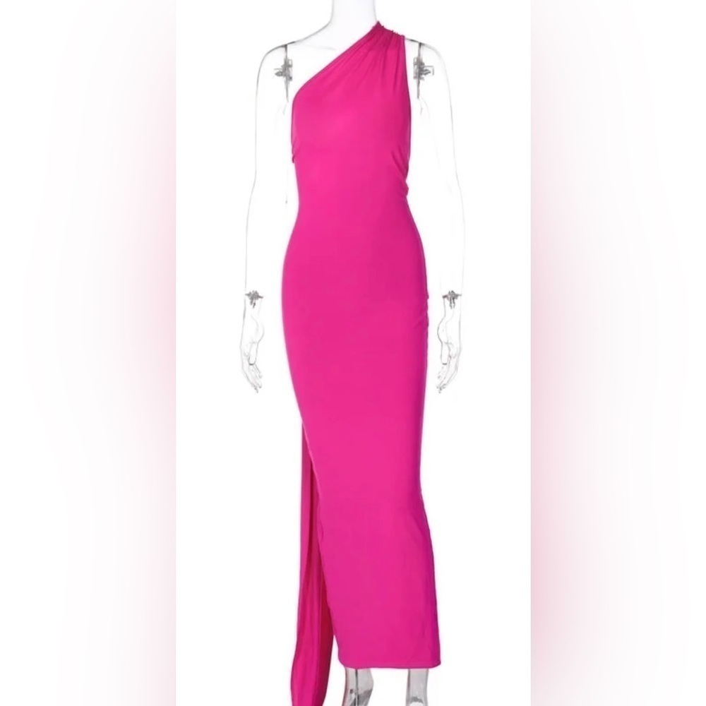 The Unforgettable Pink Elegant Plunging Backline Backless Evening Cocktail Gown - Picture 14 of 15